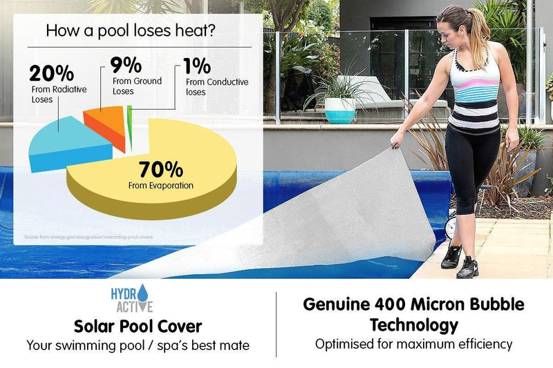 400 Micron Solar Swimming Pool Cover Silver/Blue - 7m x 4m - John Cootes
