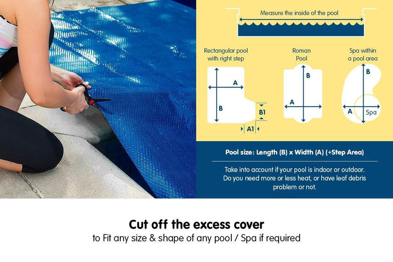 400 Micron Solar Swimming Pool Cover Silver/Blue - 7m x 4m - John Cootes