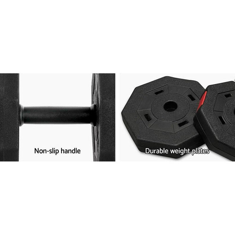 40KG 2-in-1 Dumbbell Barbell Set Adjustable Dumbbells Weights Home Gym Fitness - John Cootes