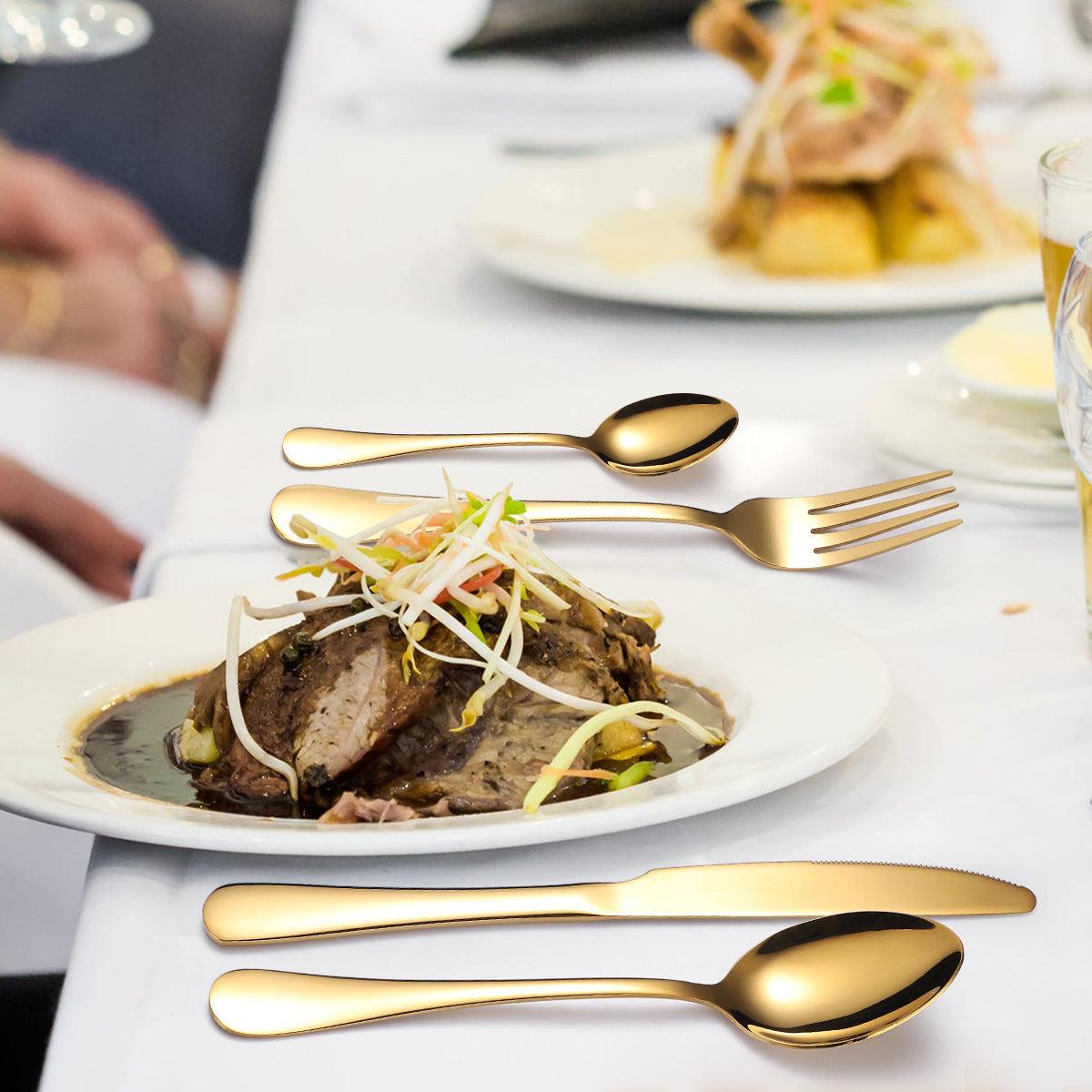 48-Piece Stainless Steel Gold Set, Knife Fork Spoon Flatware Set Cutlery Set, 12sets - John Cootes