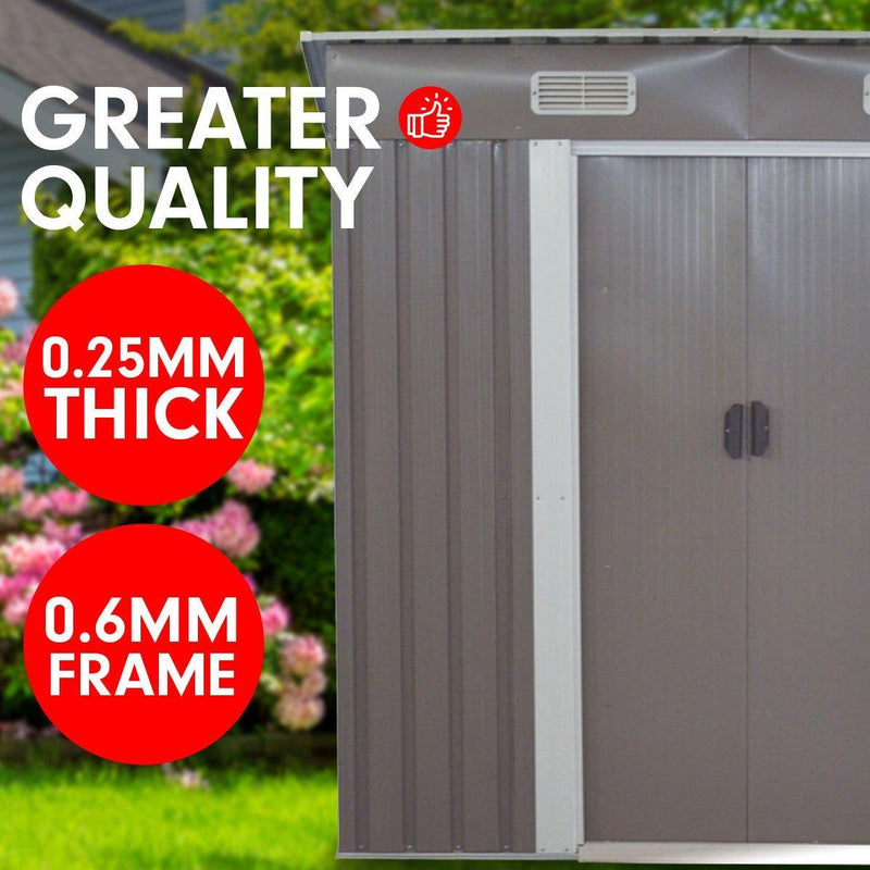 4ft x 8ft Garden Shed Flat Roof Outdoor Storage - Grey - John Cootes