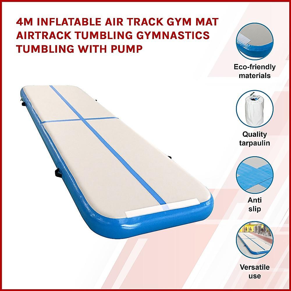 4m Inflatable Air Track Gym Mat Airtrack Tumbling Gymnastics Tumbling with Pump - John Cootes