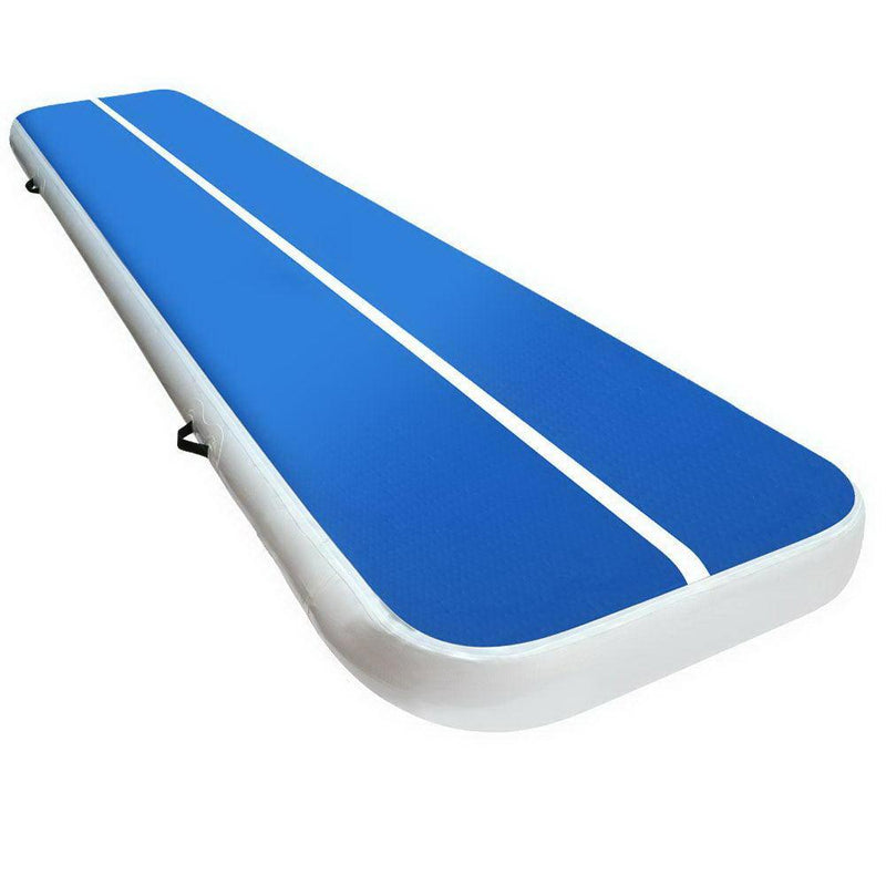 4m x 1m Inflatable Air Track Mat 20cm Thick Gymnastic Tumbling Blue And White - John Cootes