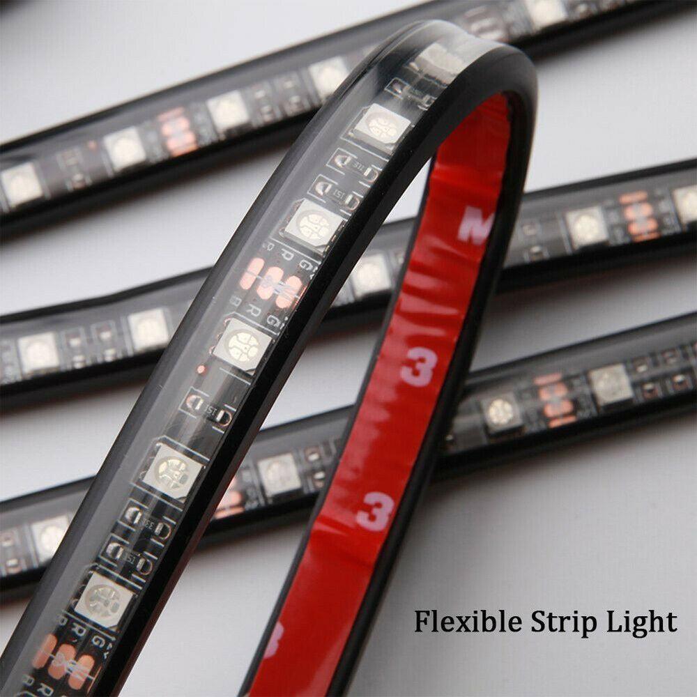 4X 12V 12LED RGB Car Interior LED Strip Lights Wireless APP Remote Control Music - John Cootes