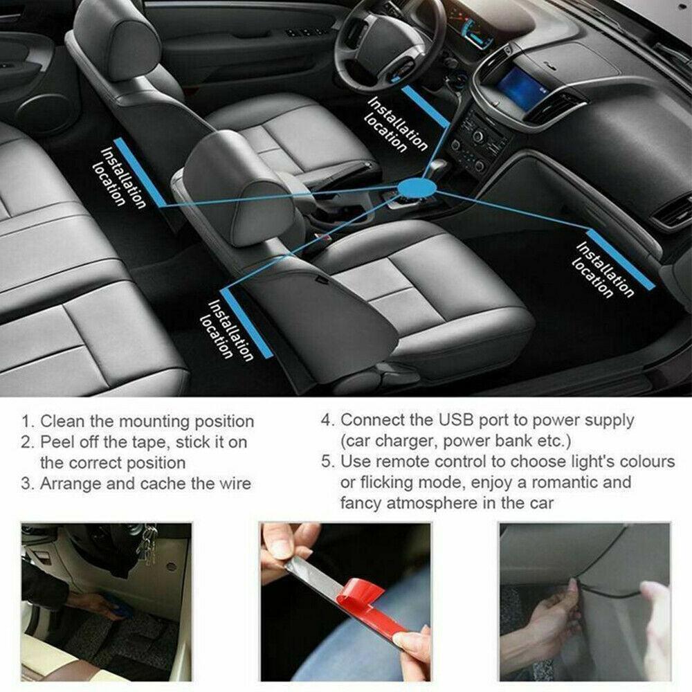 4X 12V 12LED RGB Car Interior LED Strip Lights Wireless APP Remote Control Music - John Cootes