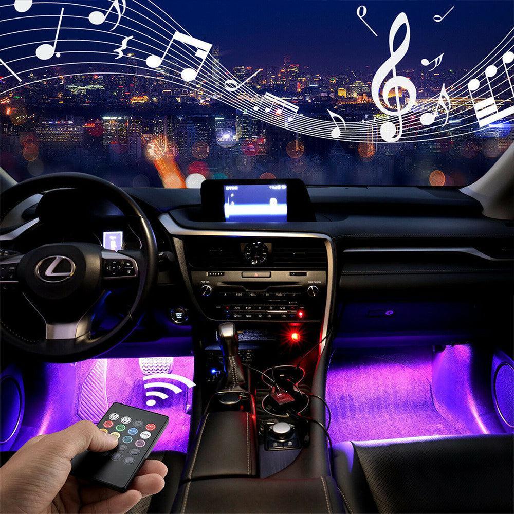 4X 12V 12LED RGB Car Interior LED Strip Lights Wireless APP Remote Control Music - John Cootes