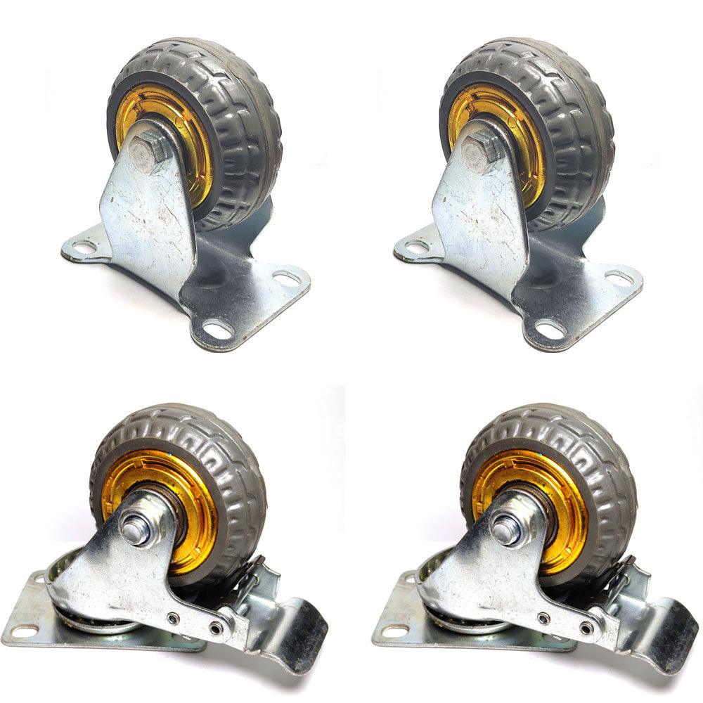 4x 3" Heavy Duty Industrial Swivel Brake Caster Wheel Wheels Castor 500KG Trolley - John Cootes