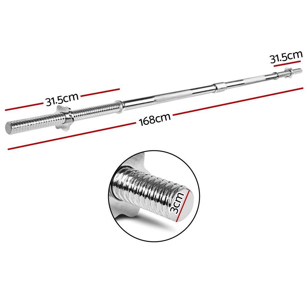 5.5FT Barbell Bar Steel Fitness Exercise Weight Press Gym Home 168CM - John Cootes