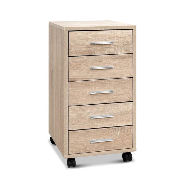 5 Drawer Filing Cabinet Storage Drawers Wood Study Office School File Cupboard - John Cootes