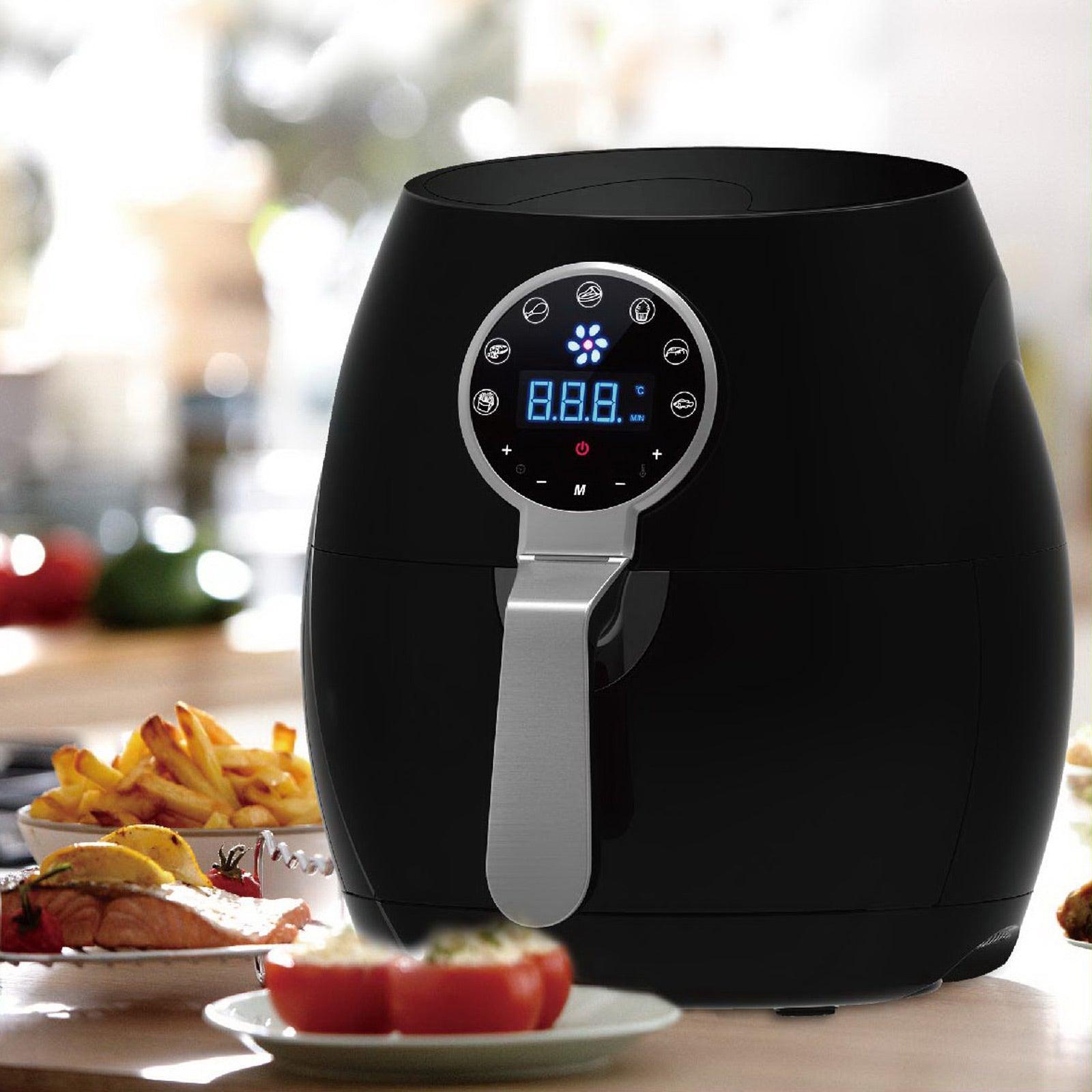 5 Litre Air Fryer Black And 1.7 Litre Kettle Blue LED Kitchen Package Deal Set - John Cootes