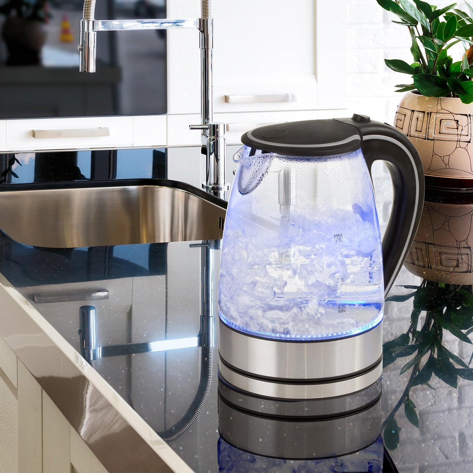 5 Litre Air Fryer Black And 1.7 Litre Kettle Blue LED Kitchen Package Deal Set - John Cootes