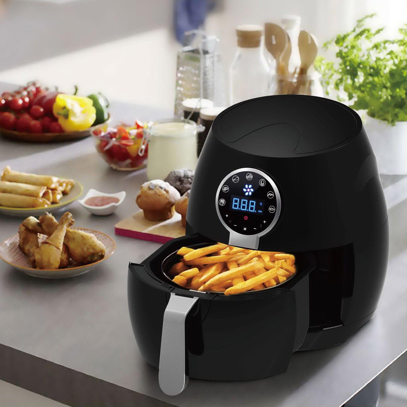 5 Litre Air Fryer Black And 1.7 Litre Kettle Blue LED Kitchen Package Deal Set - John Cootes