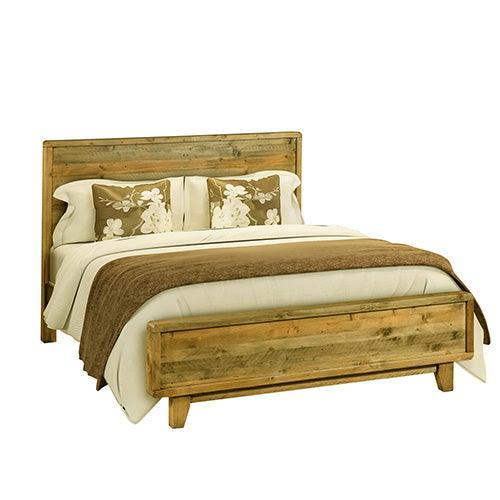 5 Pieces Bedroom Suite Queen Size in Solid Wood Antique Design Light Brown Bed, Bedside Table , Tallboy & Dresser - John Cootes