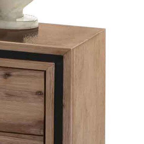 5 Pieces Bedroom Suite Queen Size Silver Brush in Acacia Wood Construction Bed, Bedside Table, Tallboy & Dresser - John Cootes