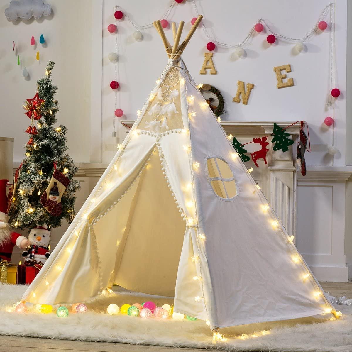 5 Poles Giant Kids Teepee Tent (Natural Canvas) - John Cootes