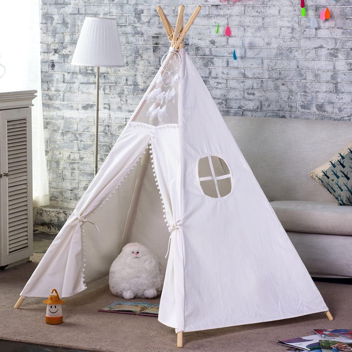 5 Poles Giant Kids Teepee Tent (Natural Canvas) - John Cootes