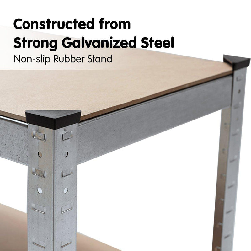 5 Shelf Adjustable Storage Rack Work Table Galvanized Steel 180x90cm - John Cootes