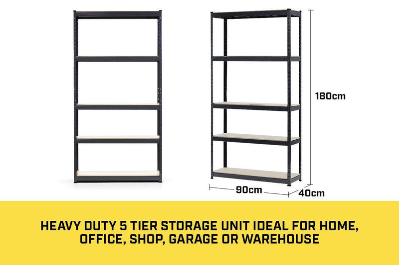5 Shelf Storage Rack - Galvanized Steel 180x90cm - John Cootes
