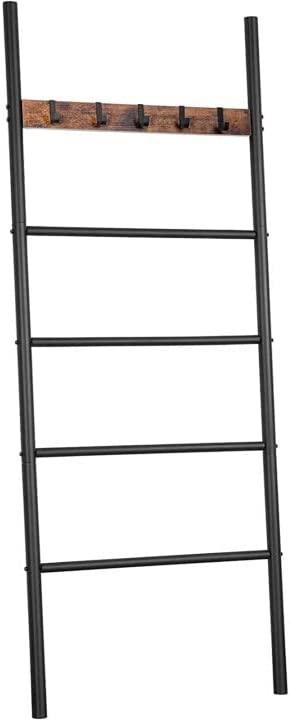 5-Tier Towel Ladder Quilts Rack with 5 Removable Hooks for Bathroom, Bedroom and Laundry Room - John Cootes