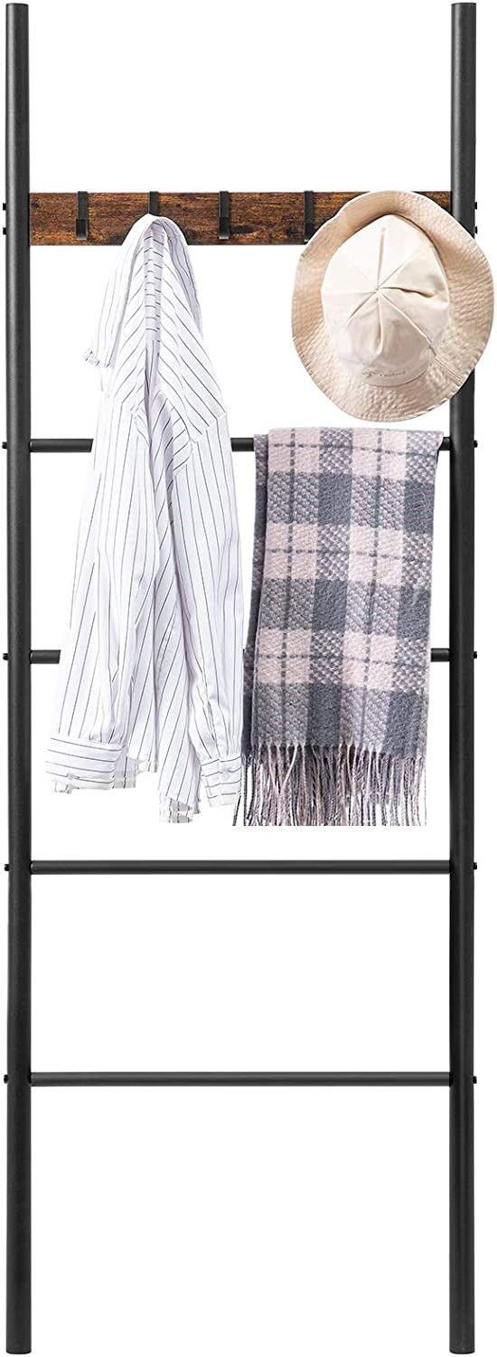 5-Tier Towel Ladder Quilts Rack with 5 Removable Hooks for Bathroom, Bedroom and Laundry Room - John Cootes