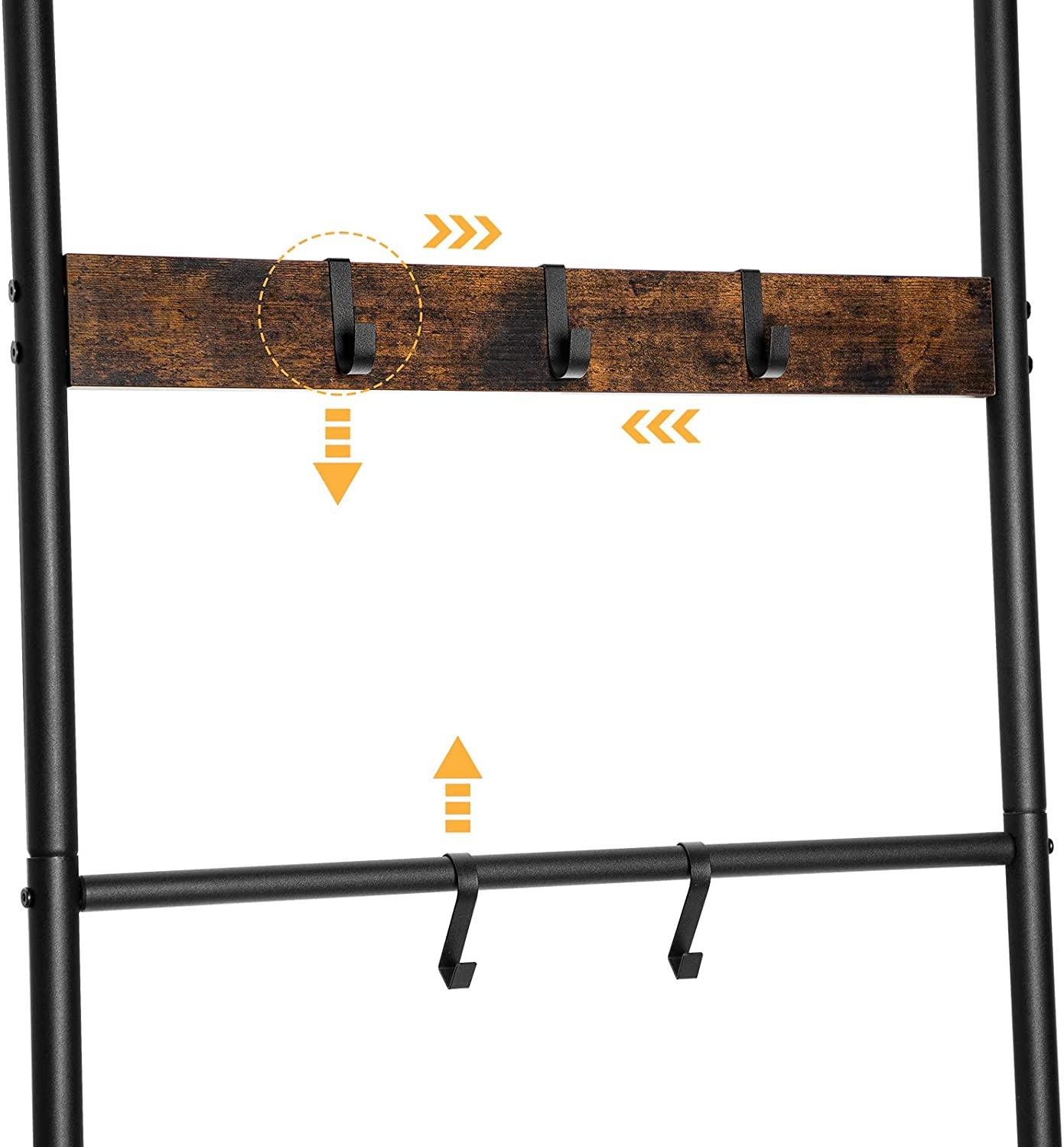 5-Tier Towel Ladder Quilts Rack with 5 Removable Hooks for Bathroom, Bedroom and Laundry Room - John Cootes