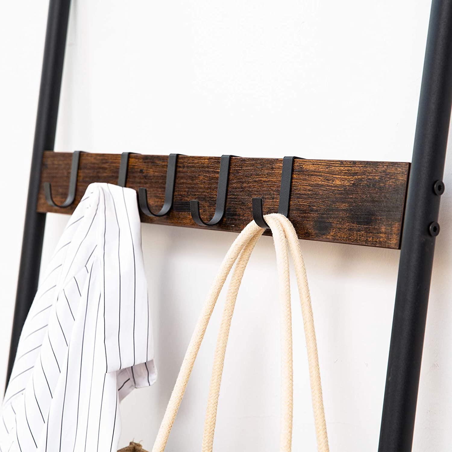 5-Tier Towel Ladder Quilts Rack with 5 Removable Hooks for Bathroom, Bedroom and Laundry Room - John Cootes