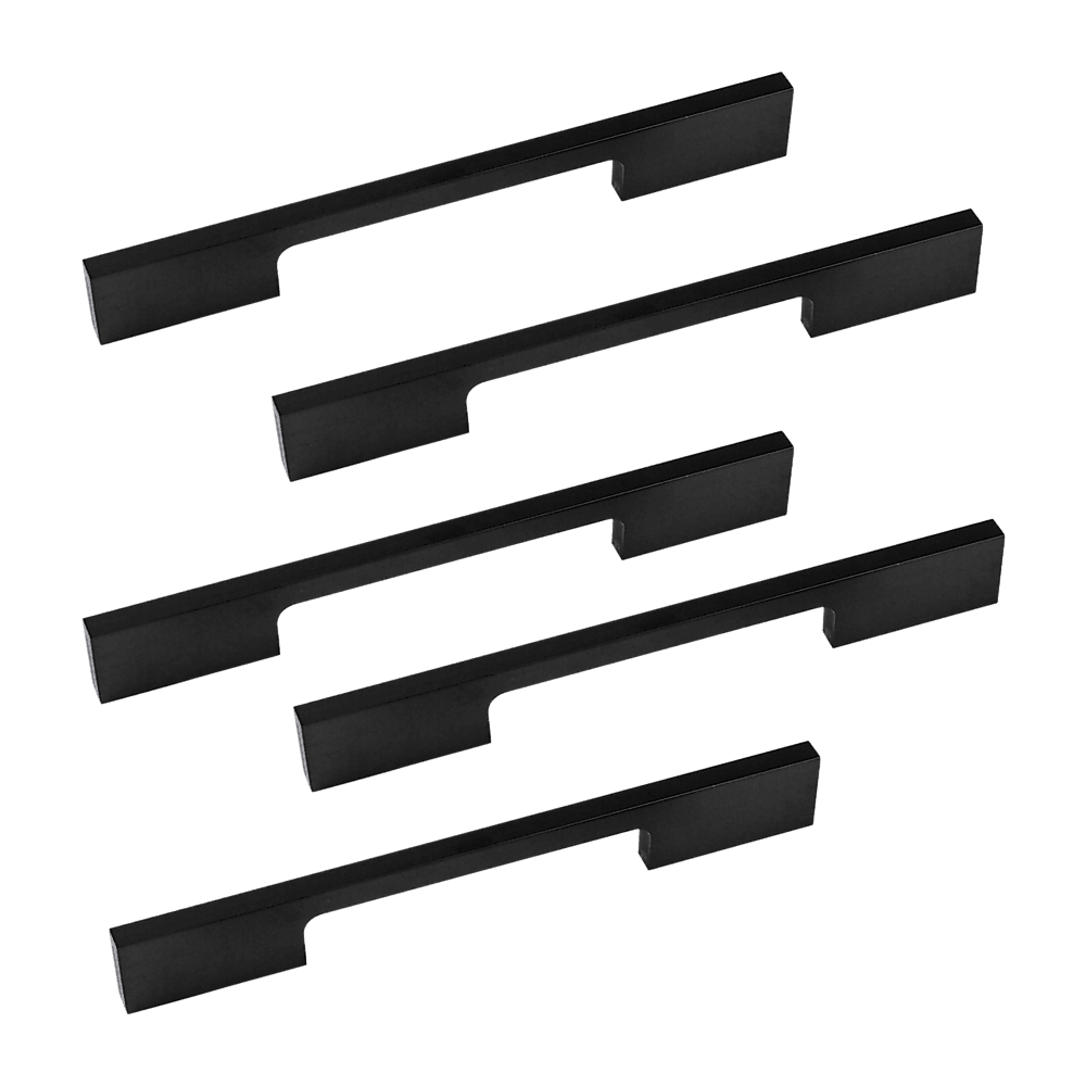 5 x 128mm Kitchen Handle Cabinet Cupboard Door Drawer Handles square Black furniture pulls - John Cootes