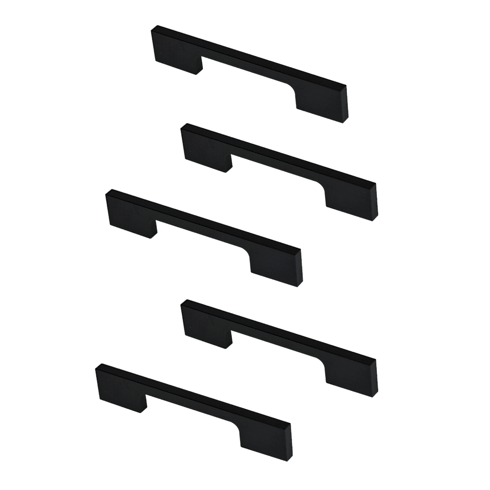 5 x 96mm Kitchen Handle Cabinet Cupboard Door Drawer Handles square Black furniture pulls - John Cootes