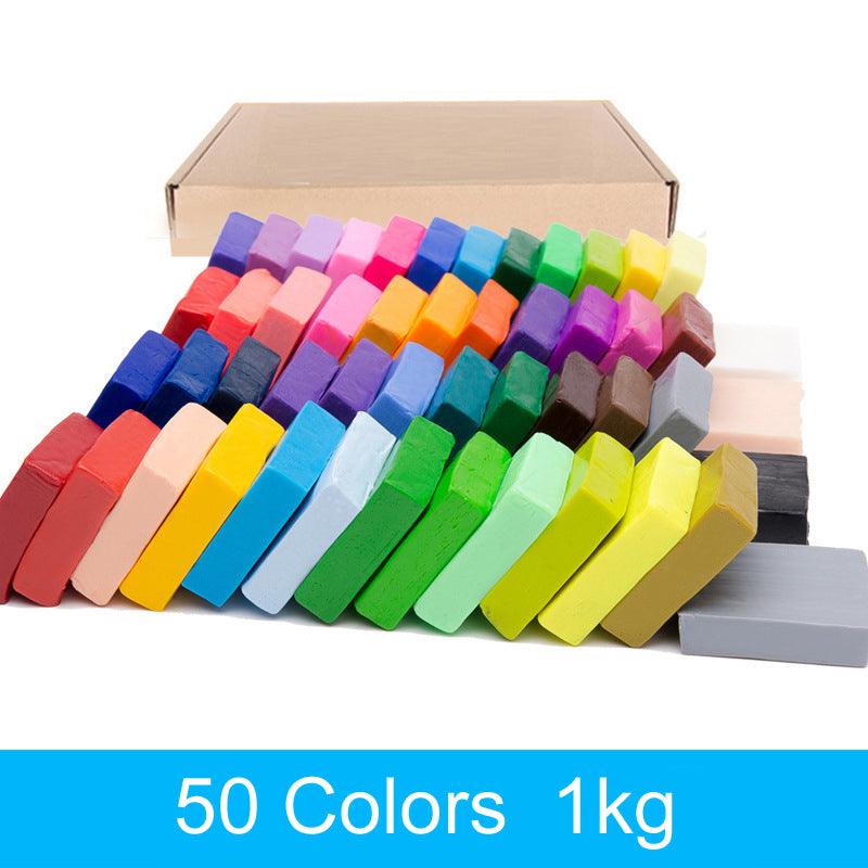 50Colors 1KG Toy DIY Craft Malleable Modelling Soft Clay Block Set Fimo Polymer - John Cootes