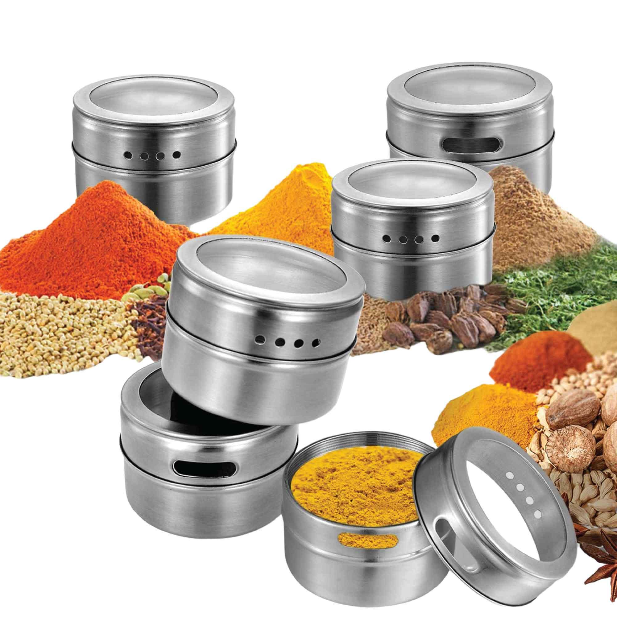 50x 150g Magnetic Spice Jar Stainless Steel Tin Herb Seasoning Storage Container - John Cootes