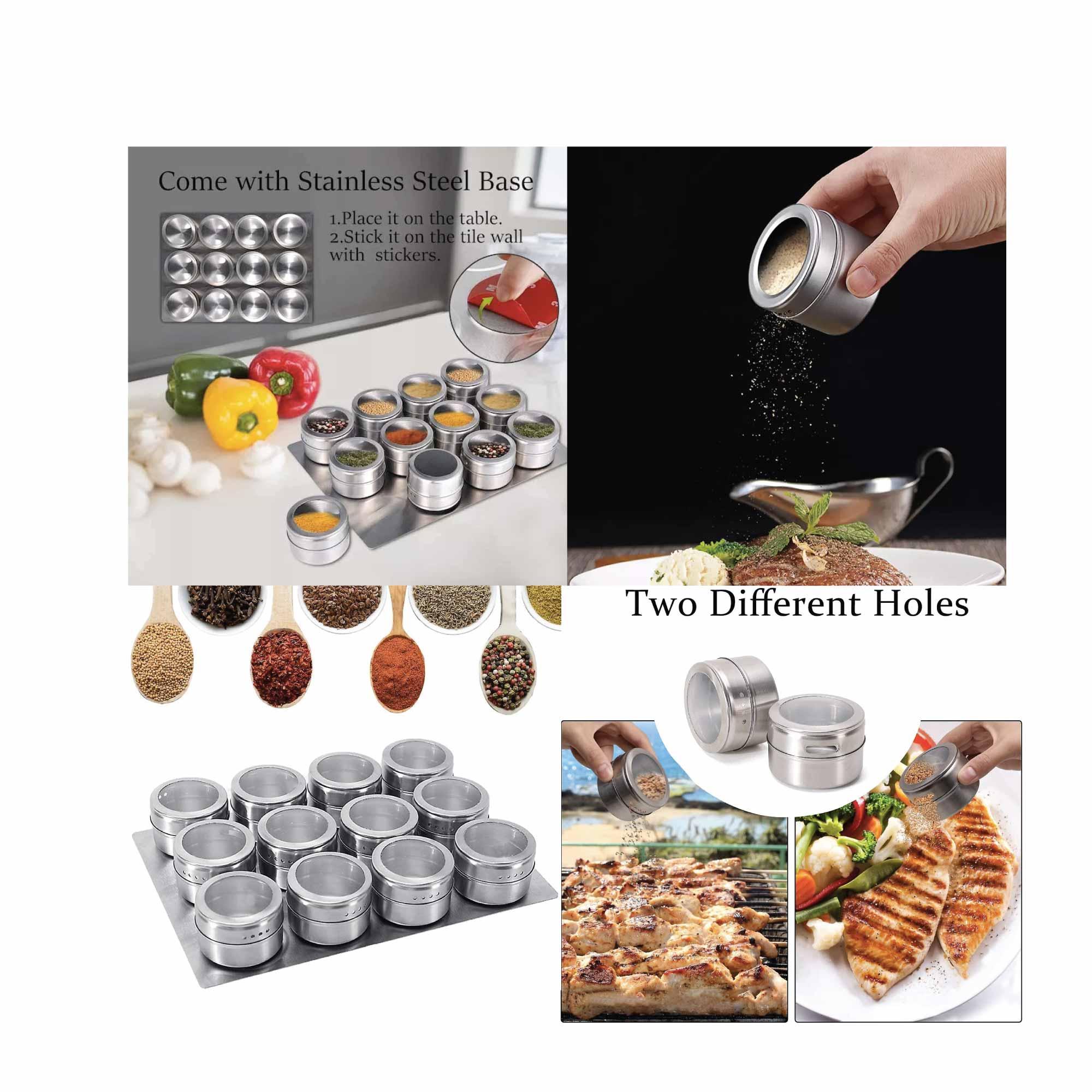 50x 150g Magnetic Spice Jar Stainless Steel Tin Herb Seasoning Storage Container - John Cootes