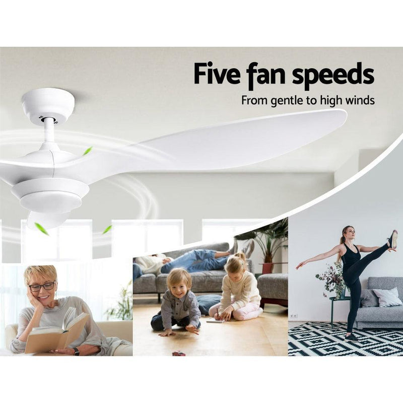 52'' DC Motor Ceiling Fan with LED Light with Remote 8H Timer Reverse Mode 5 Speeds White - John Cootes