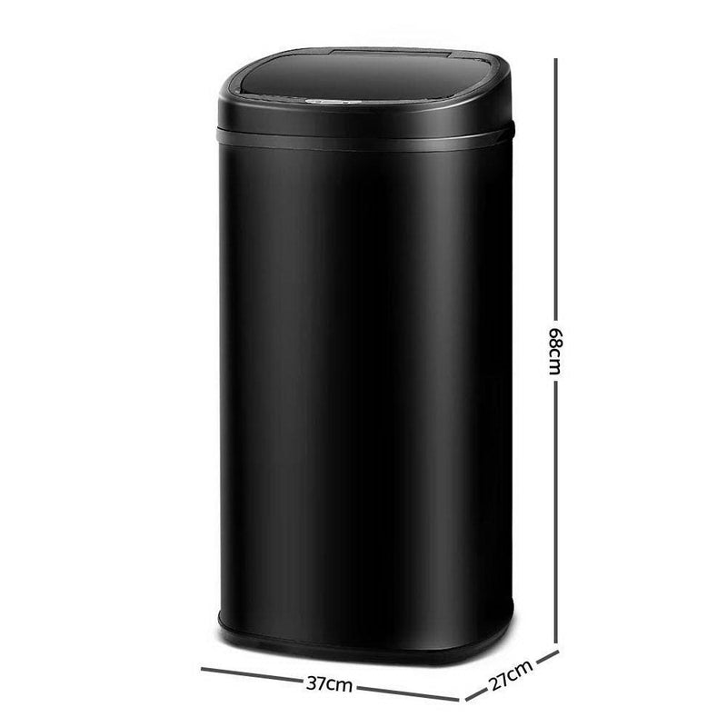 58L Motion Sensor Rubbish Bin - Black - John Cootes