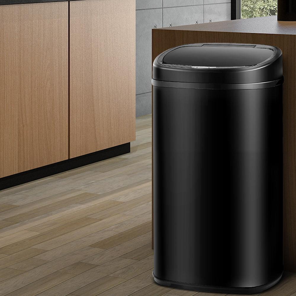 58L Motion Sensor Rubbish Bin - Black - John Cootes