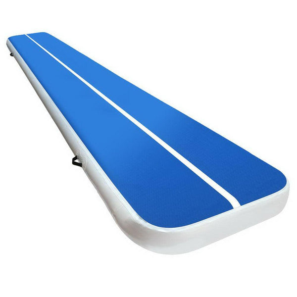 5m x 1m Inflatable Air Track Mat 20cm Thick Gymnastic Tumbling Blue And White - John Cootes