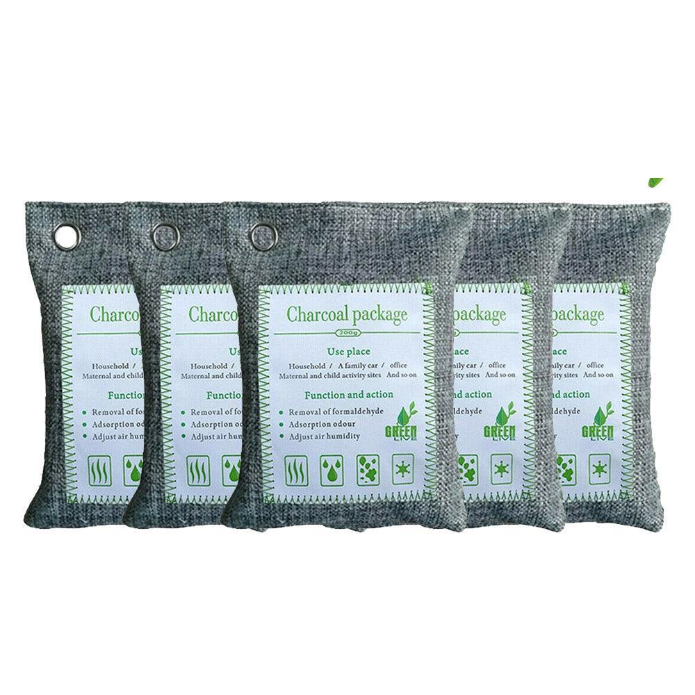 5PCS Air Purifying Bags Activated Bamboo Charcoal Freshener for Car Home Shoes 200g - John Cootes