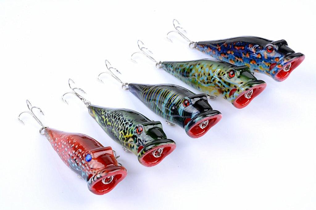 5X 8cm Popper Poppers Fishing Lure Lures Surface Tackle Fresh Saltwater - John Cootes