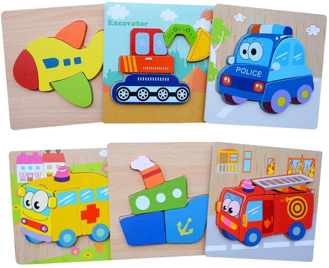 6 Pack Wooden Jigsaw Puzzle for Toddlers Kids 3 to 5 Years Old Educational Preschool Toys - John Cootes
