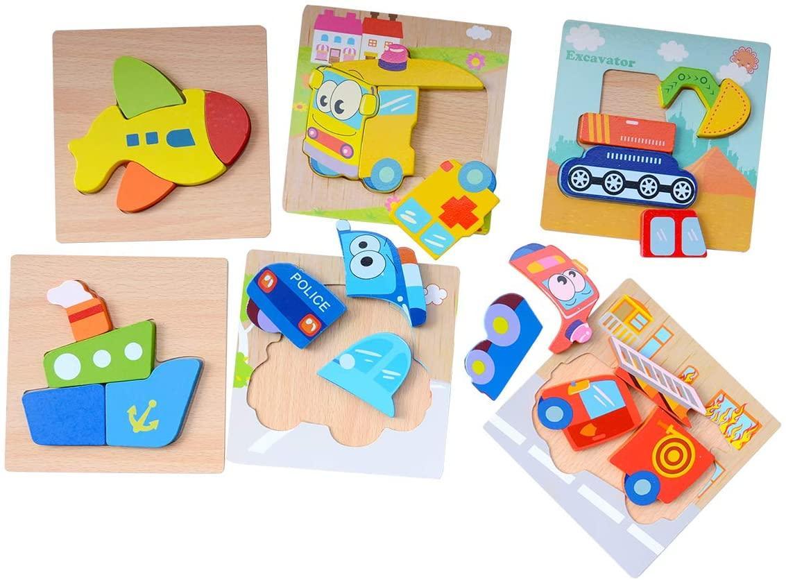 6 Pack Wooden Jigsaw Puzzle for Toddlers Kids 3 to 5 Years Old Educational Preschool Toys - John Cootes