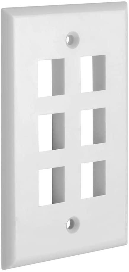 6 Port QuickPort outlet Wall Plate face plate, six Gang White - John Cootes