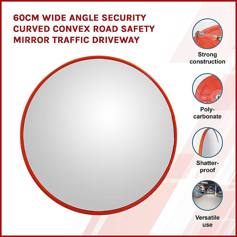 60cm Wide Angle Security Curved Convex Road Safety Mirror Traffic Driveway - John Cootes