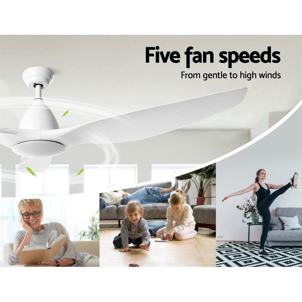 64'' DC Motor Ceiling Fan with LED Light with Remote 8H Timer Reverse Mode 5 Speeds White - John Cootes