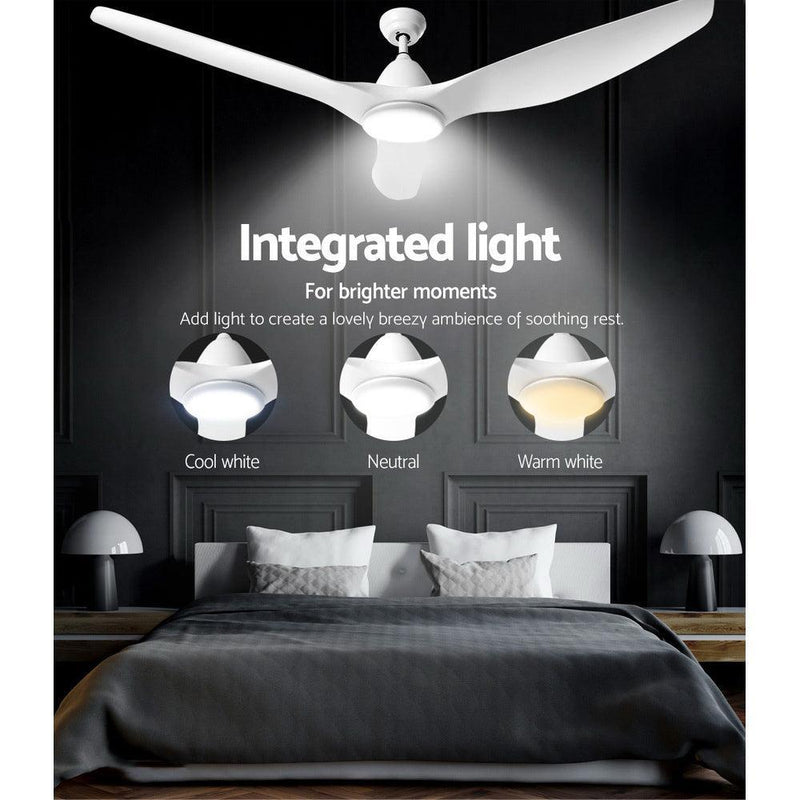 64'' DC Motor Ceiling Fan with LED Light with Remote 8H Timer Reverse Mode 5 Speeds White - John Cootes
