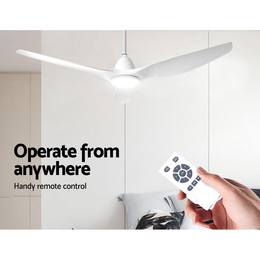 64'' DC Motor Ceiling Fan with LED Light with Remote 8H Timer Reverse Mode 5 Speeds White - John Cootes