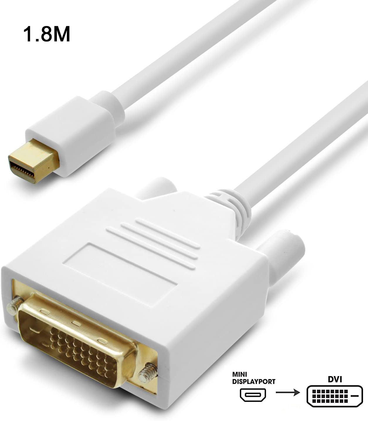 6FT 1.8M Mini Display Port Displayport To 24+1 DVI male Adapter Macbook Air Pro - John Cootes