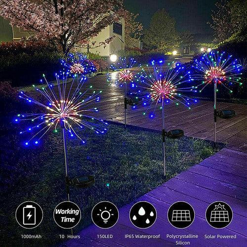 6PCS 150LED Solar Firework String Lights Garden Fairy Light Outdoor Path Lawn Lamp - John Cootes