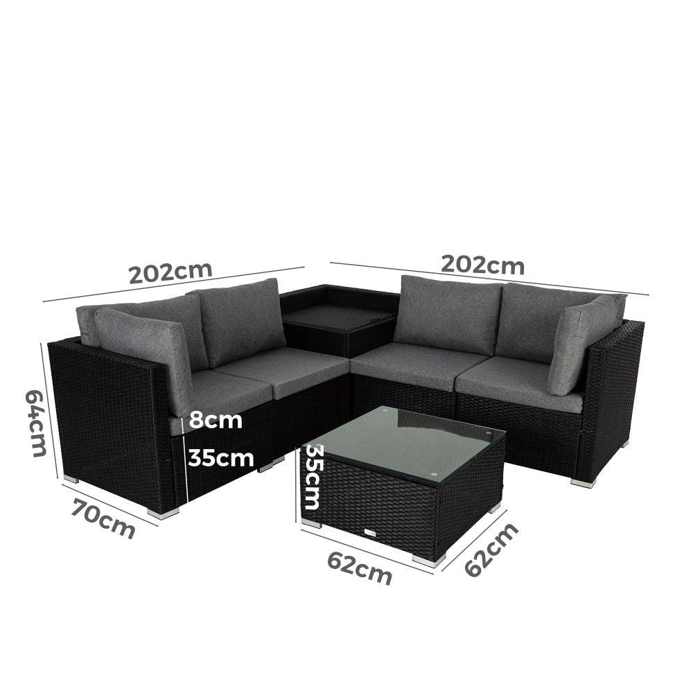 6PCS Outdoor Modular Lounge Sofa Coogee &#8211; Black - John Cootes