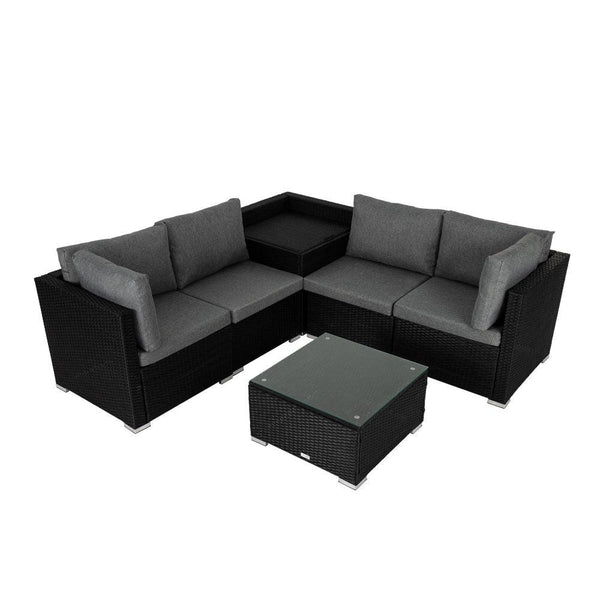 6PCS Outdoor Modular Lounge Sofa Coogee &#8211; Black - John Cootes