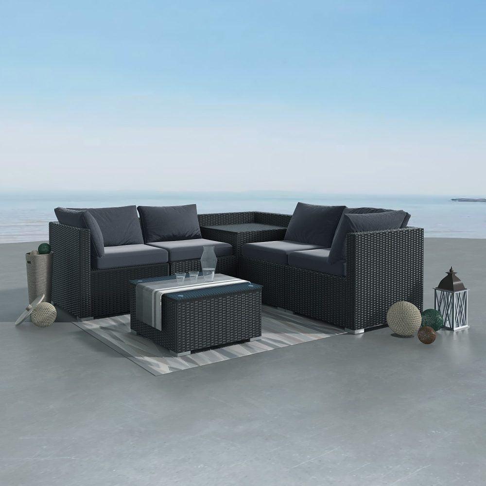 6PCS Outdoor Modular Lounge Sofa Coogee &#8211; Black - John Cootes