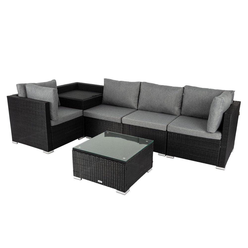 6PCS Outdoor Modular Lounge Sofa Coogee &#8211; Black - John Cootes